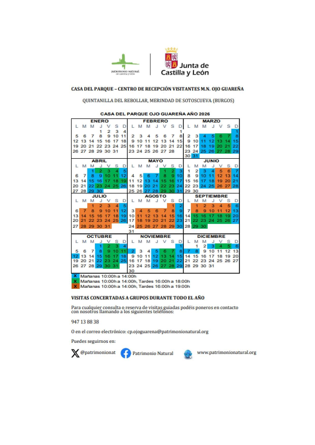 Horario Casa del Parque